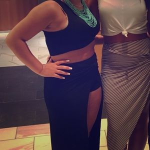Maxi skirt and crop top black set, worn once